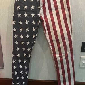 American flag jeans, Lip Service brand, 3 button closure, size 34 waist.
